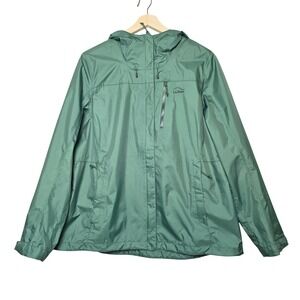 L.L.Bean TEK Waterproof Hooded Rain Jacket Sage Green Womens Size XL 506137